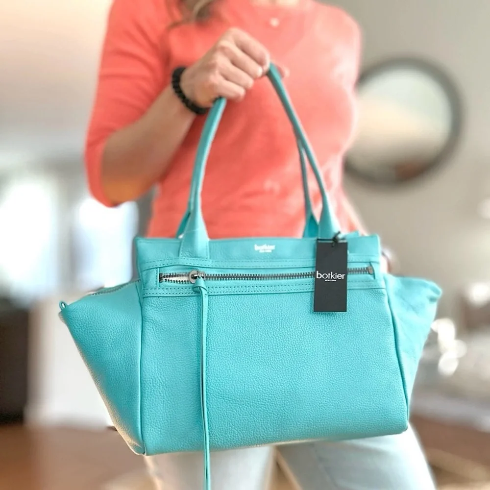 Botkier Teal Leather Tote Bag